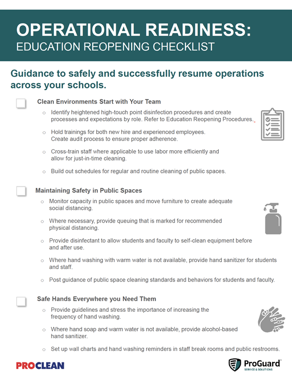 ProGuard/ProClean Corporate Checklist Reopening - Education
