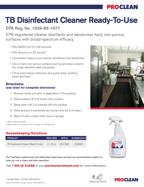 TB Disinfectant Cleaner Ready to Use ProClean