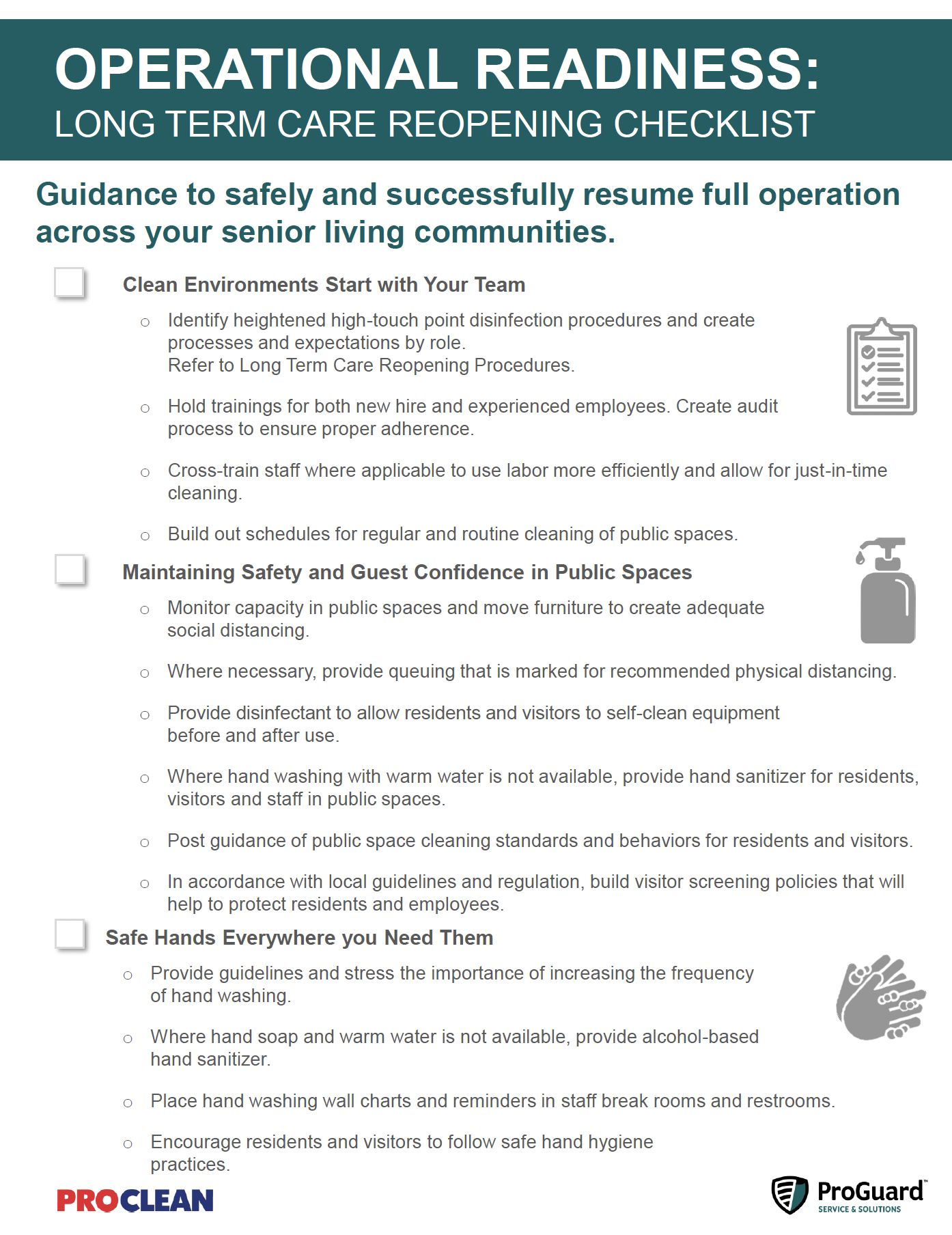 ProGuard/ProClean Corporate Checklist Reopening  - LTC